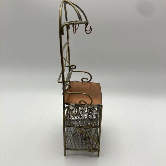 Vintage Dollhouse Miniature Bakers Rack Metal Wire and Copper Approx. 7x2.5x1.5 - Picture 5 of 9